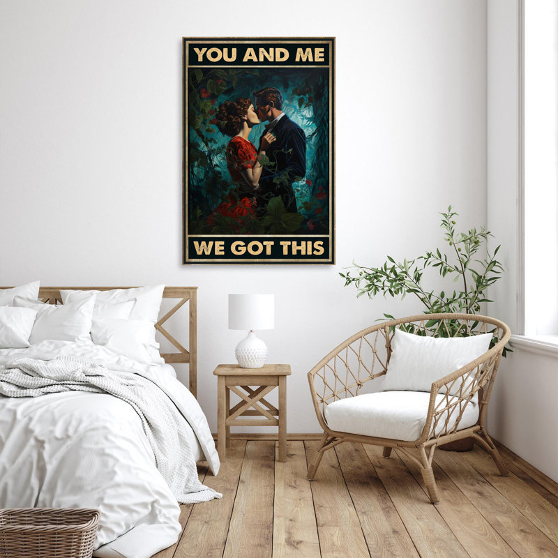 Couple Kiss You And Me We Got This 2 - 1 pièce, reproduction d'art graphique sur toile tendue, H 36 po x l 24 po x P 1,25 po