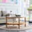 Modern Circular Solid Wood Tea Table With Rattan, Double-layer Round Side Table.