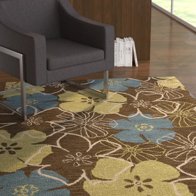 Tapis brun clair en laine touffeté à la main Reitman, Rectangle 5 pi x 7 pi 6 po