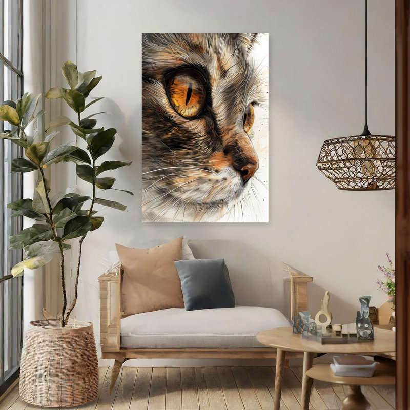 Art mural Intense Feline Gaze, H 48 po x l 32 po