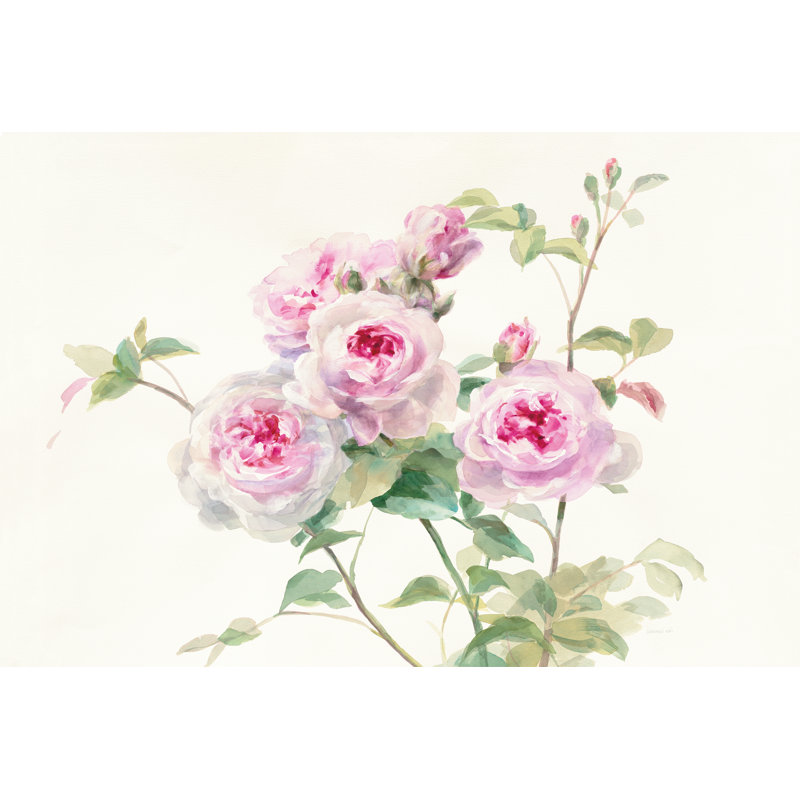 Douces roses sur fond blanc-vert, H 20 po x l 30 po x P 1,25 po