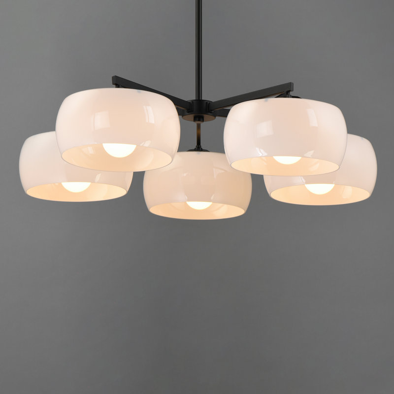 Lustre émaillé, Noir, 5 Lights