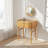 Small Vanity Desk with Mirror, Tempered Glass Top Bamboo Makeup Table with 2 Pull-Out Drawers
