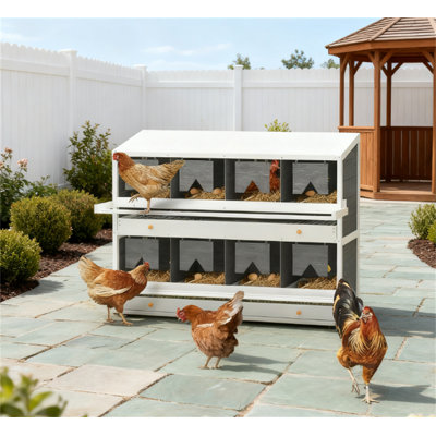 Boîte de nidification à poulets en bois à 8 compartiments pour poules pondeuses, boîtes de poulailler