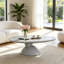 Table basse ovale moderne en pierre 47,27 ", base sculpturale en fibre de verre pour salon et appartement-123028473