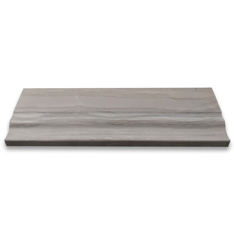 Athens Grey Wood Grain Marble 4X12 Baseboard Crown Molding Honed