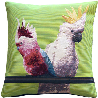 Coussin décoratif tapisserie cockatiel oiseaux Forestport