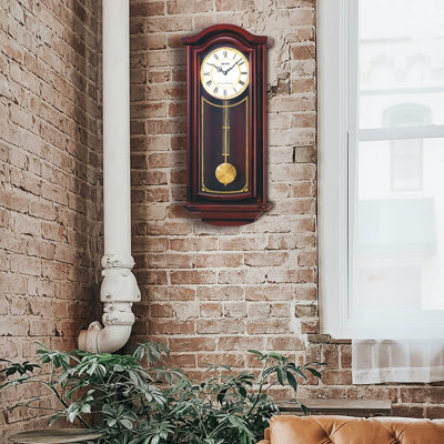 QXH118BLH Pendulum Wall Clock, MAHOGANY FINISH