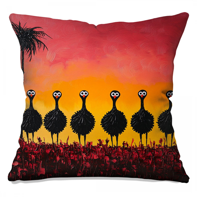 Emu Throw Pillow, Animal Double Sided Pillows, 18 x 18 inches