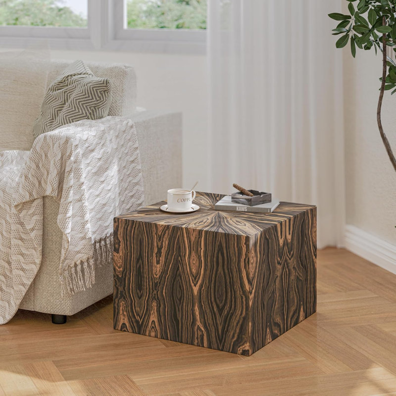 WOWMAX Pouf Ottoman Foot Stools Modern Ottoman Cube, For Living Room Bed Room, Dark Brown Wood Grain
