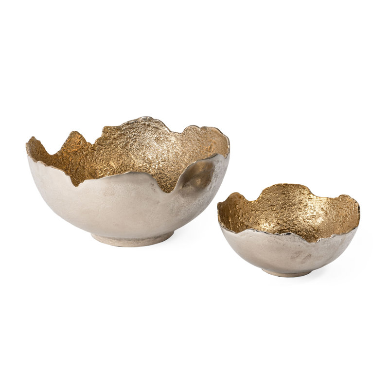 Silver and Gold Aluminum Nesting Decorative Bowls Set