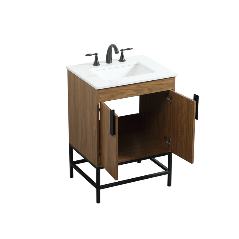 Ensemble de meuble-lavabo simple 24 po Eugene, Brun noyer