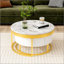 Table basse gigogne moderne avec tiroirs en blanc, parfaite pour les solutions de rangement compactes et élégantes.