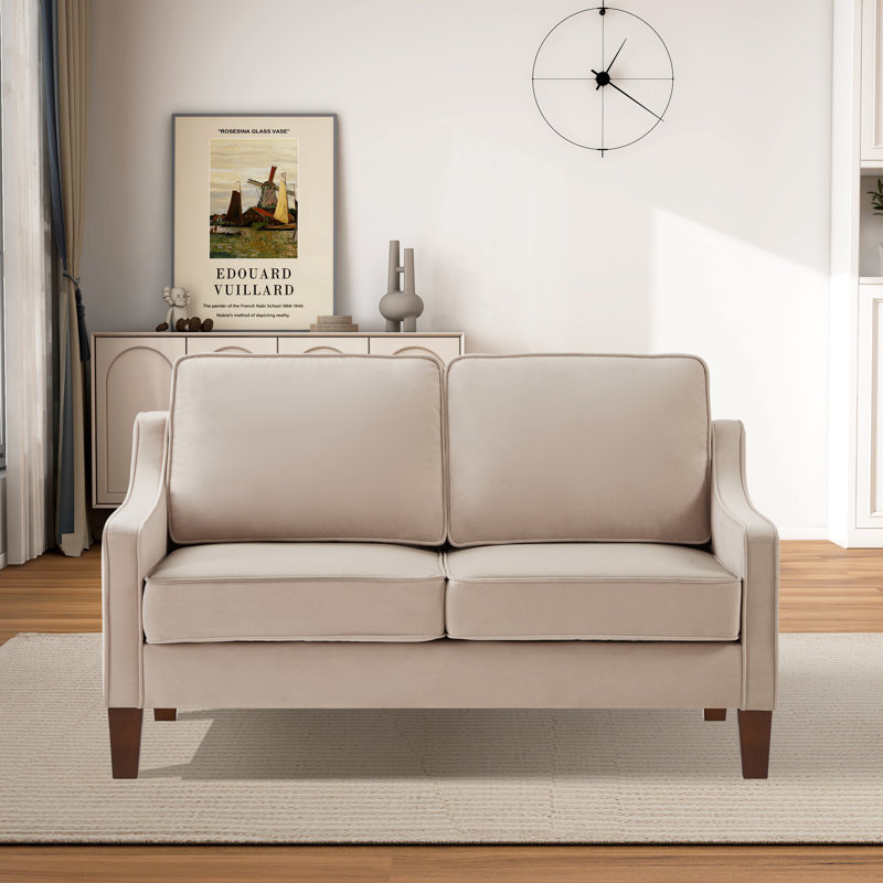 Causeuse à accoudoirs carrés 51,49 po Idske CAL117, 100 % polyester beige
