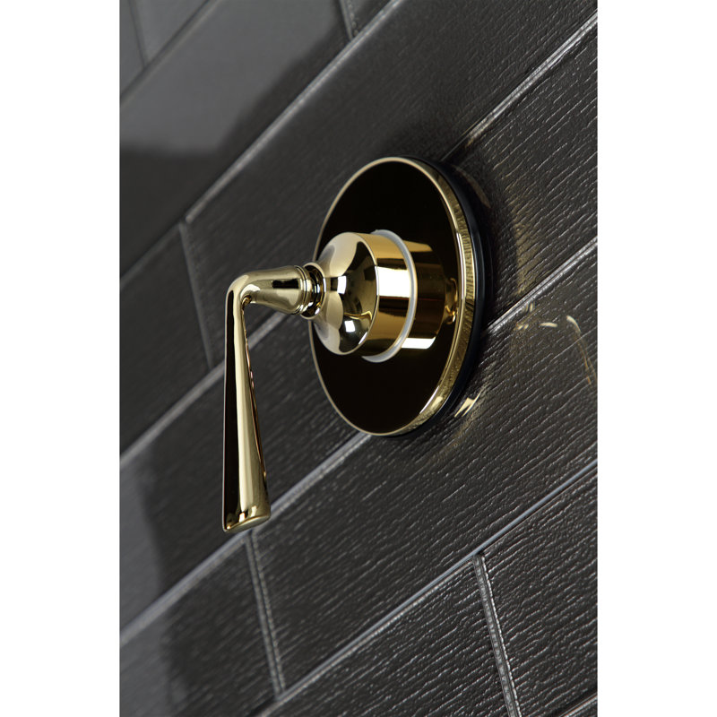 Kingston Brass Single-Handle Wall Mount Three-Way Diverter Valve with Trim Kit, Polished Brass