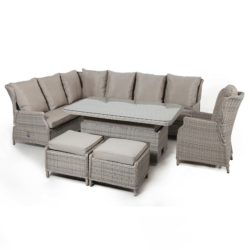 Canica Reclining Rattan Corner Dining Set - with Rising Table & Chair