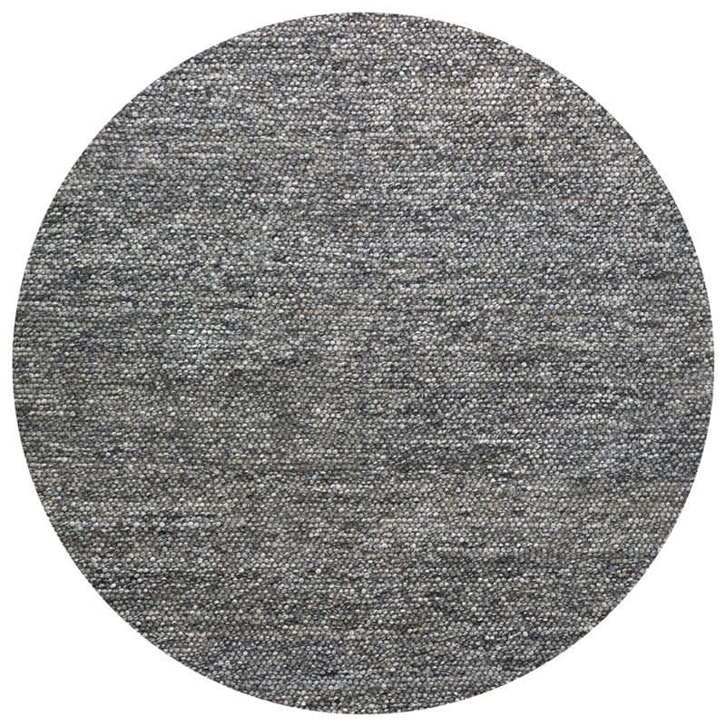 Karma Wool Area Rug in Charcoal, Round 4'11"