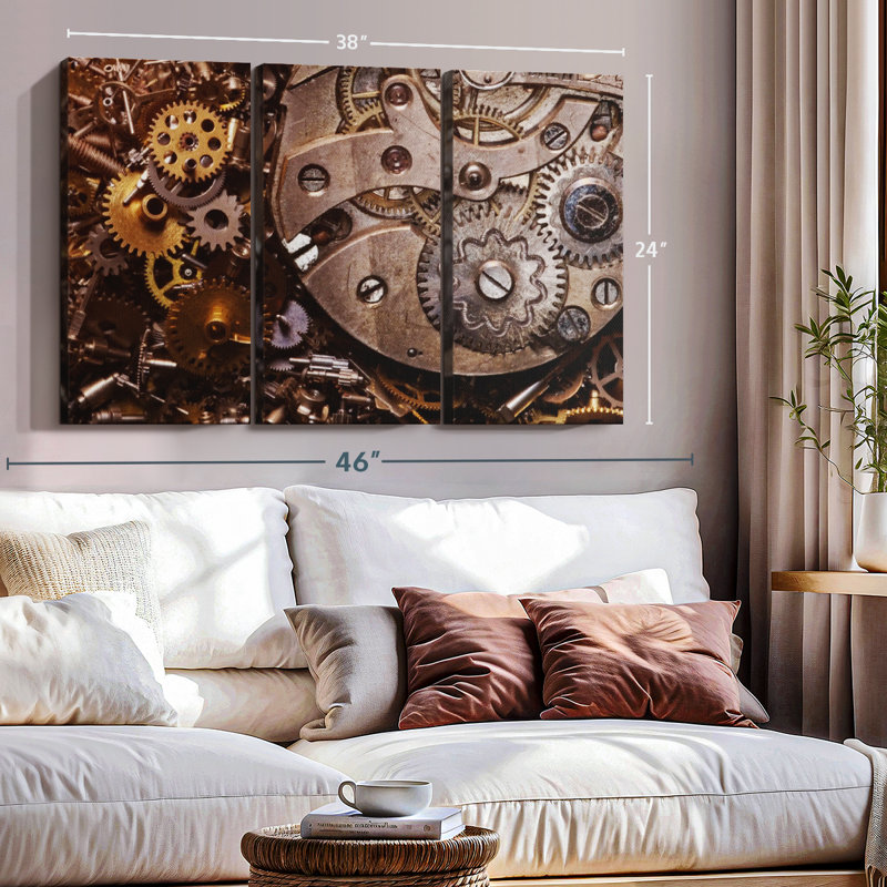 «Old Gears» sur toile, H 42 po x l 65 po x P 1,25 po