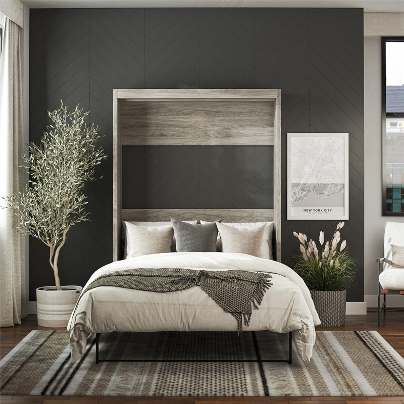 Wexford Murphy Bed, Queen, Gray Oak