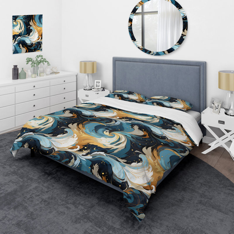 Ensemble de housse de couette en marbre Karizmah, Housse de couette pour très grand lit et 2 très