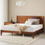 Structure de lit plateforme en bois massif de style Mid-Century avec support en lattes de bois, brun-1904663218-1904663216