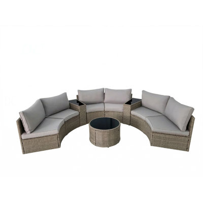 Outdoor Patio Furniture  Half-Moon Sectional Round Patio Furniture Set Sofa