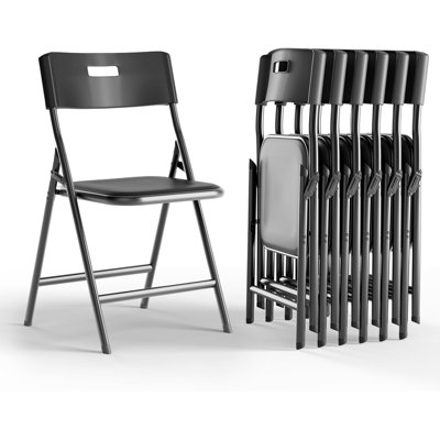 Heavy-Duty Commercial Folding Chairs, 330lbs Capacity, Stackable Plastic for Indoor/Outdoor Use, Black (8-Pack)