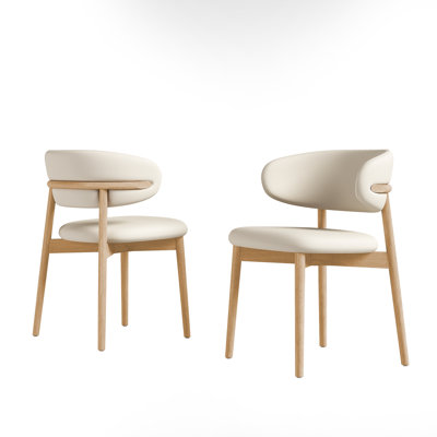 Mid-Century Modern wood feet Dining Chair (Set of 2) – Stylish Wooden Chairs for Dining Room, Kitchen, or Living Room, Comfortable & Durable, Easy to Assemble (Natural wood color)