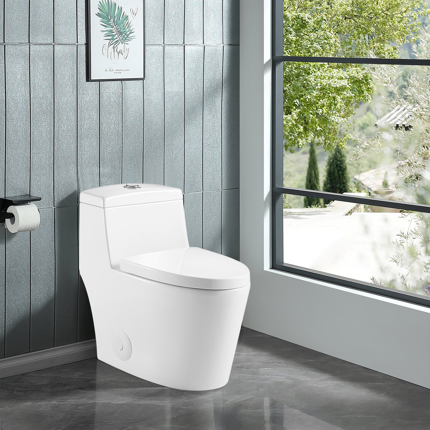 HAORE HOME 1.6 GPF Comfort Height OnePiece Toilet (Seat Included