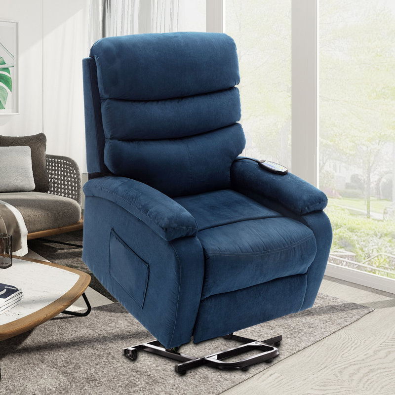 Fauteuil inclinable ergonomique Elsass, Microfibre bleu marine