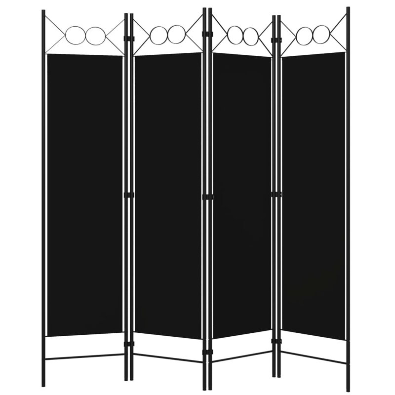 Tati 457.2cm H Folding Room Divider, 4, Black