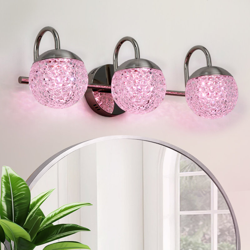 Modern Sphere Crystal-Effect Vanity Light – Smart Dimmable LED & App Control,3 Lights,Gold, Nickel, 3 lumières