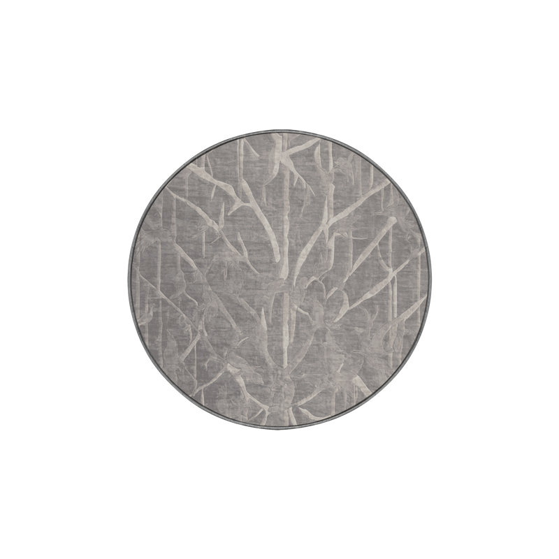 Machine Washable Gray Area Rug, Round 4'