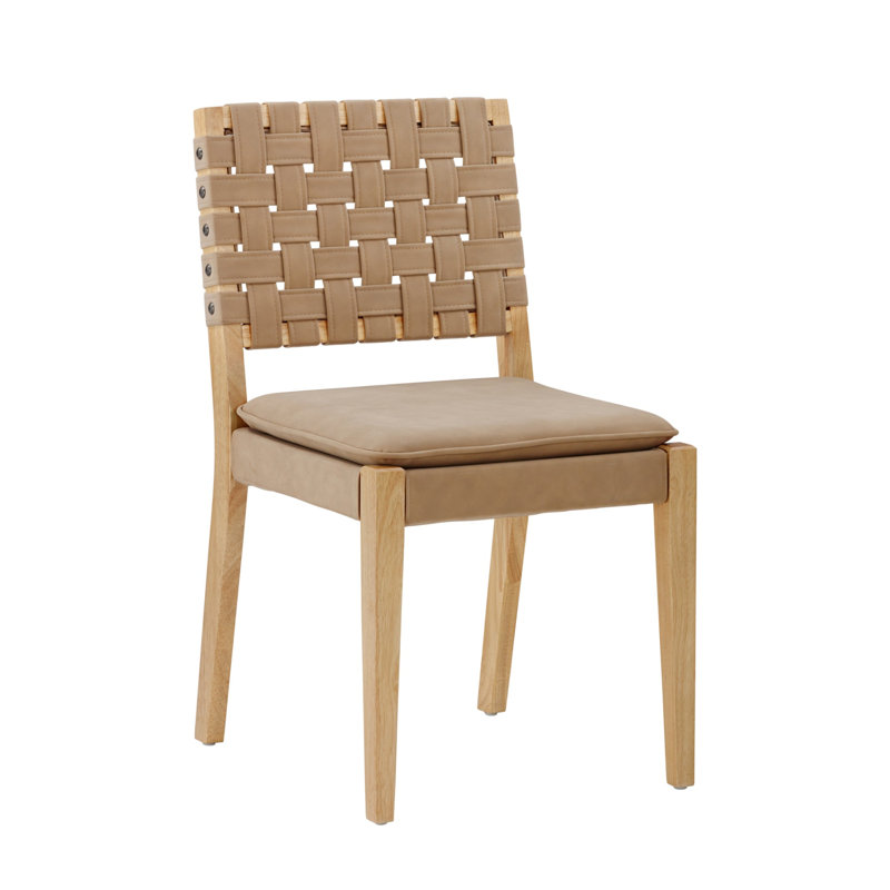  Tabouret rembourré, Cuir brun clair / structure en pin chaud, Petit tabouret (siège d'une hauteur de 19 po), 1