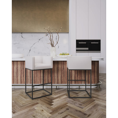 Upholstered Counter Stool with Metal Frame