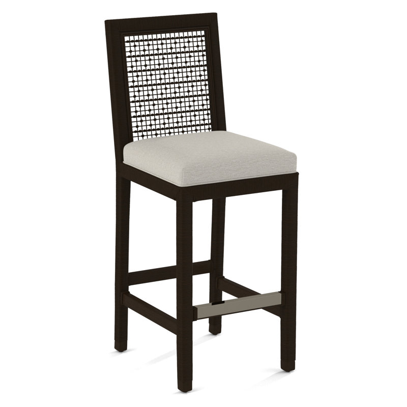 Pine Isle Bar Stool, Sunbrella Beige Pinstripe; 6205-74, Java