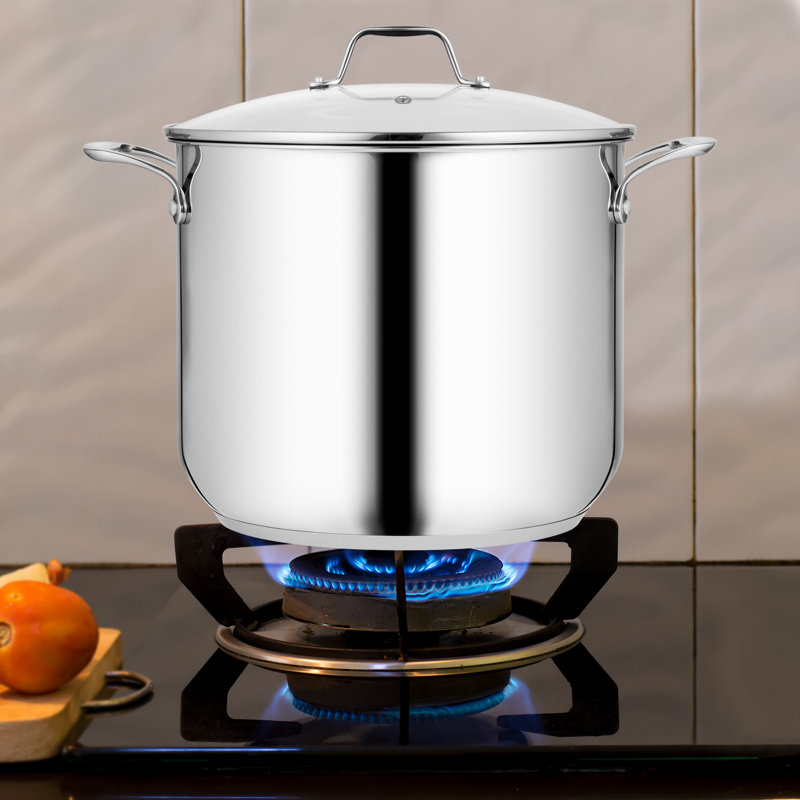 NutriChef 19-Quart Stainless Steel Stock Pot with Lid