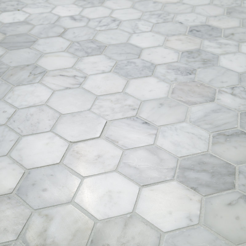 Carreau de mosaïque en marbre poli Carrara