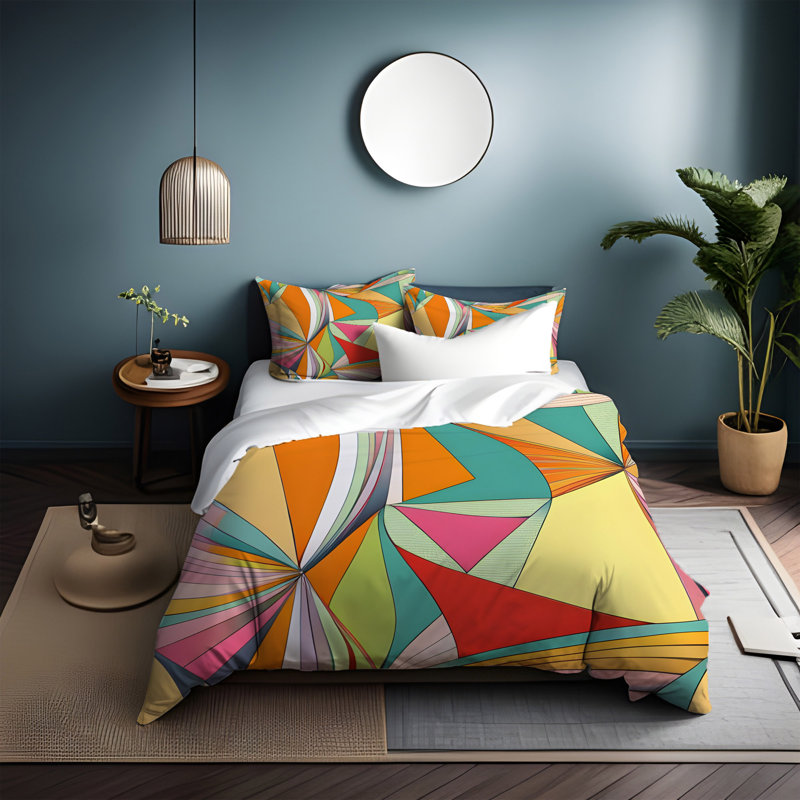 Polyester Abstract Duvet Cover, King Duvet Cover + 2 King Shams