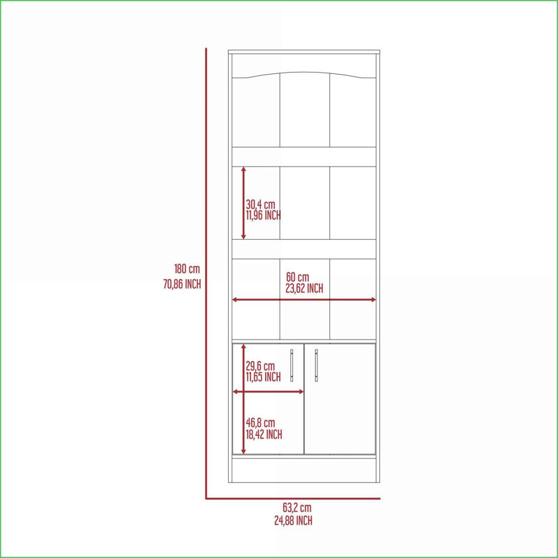 Bibliothèque, brun foncé classique, avec 3 tablettes encadrées de 70,8 po de hauteur | Noir | Panneau de particules