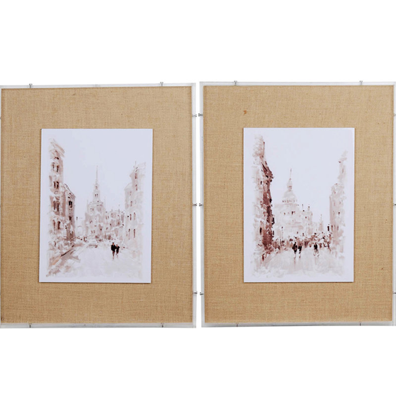 Ensemble de 2 aquarelles européennes encadrées