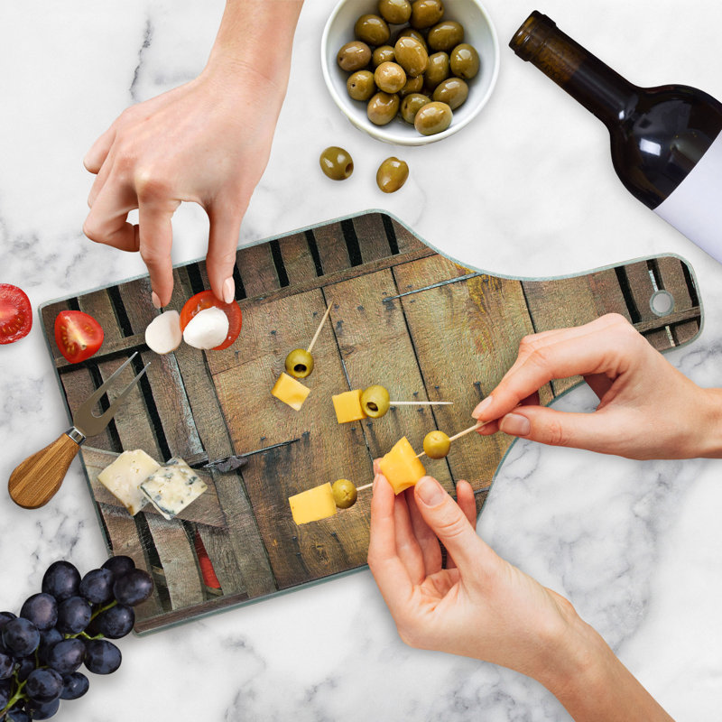 Ambesonne Rustic Tempered Glass Cutting Board Dated Door Barn House Chocolate