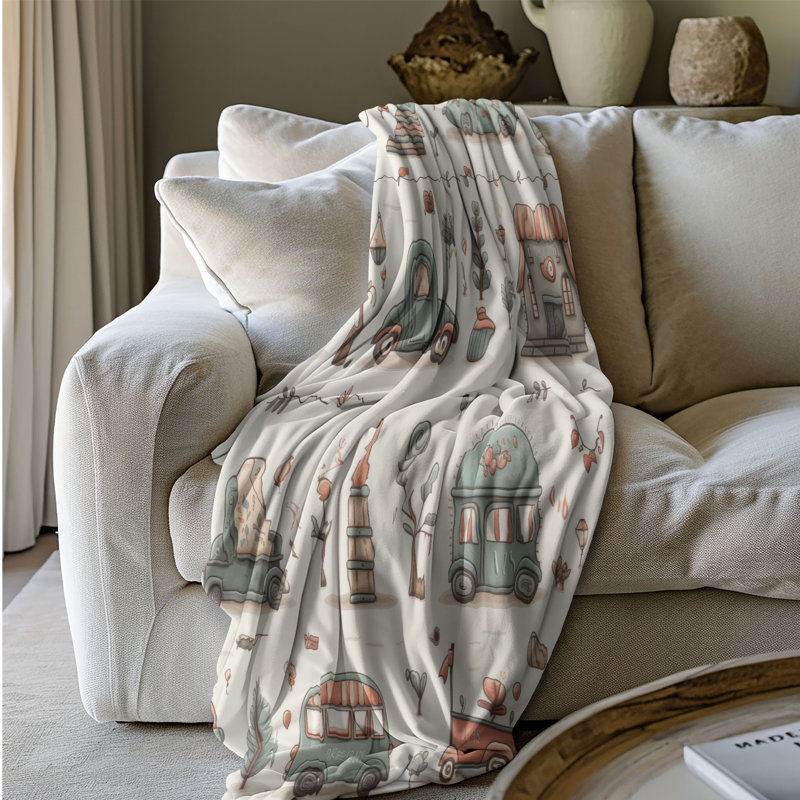 Tiny Vehicles - 1 Piece Premium Sherpa Blanket, Queen