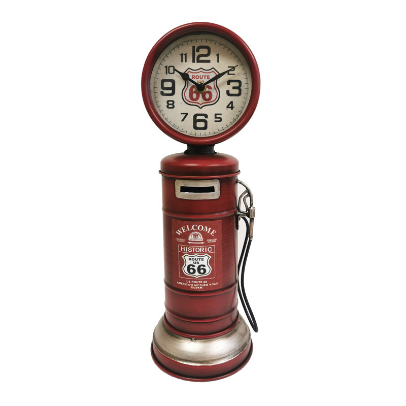 Horloge de table en acier inoxydable à quartz en acier inoxydable rouge/argenté