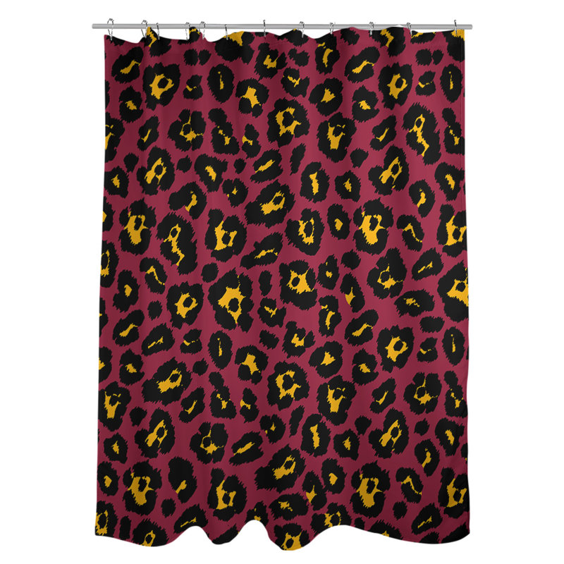 Ensemble de rideau de douche 2 pièces à imprimé animal, Rouge / Noir / Jaune