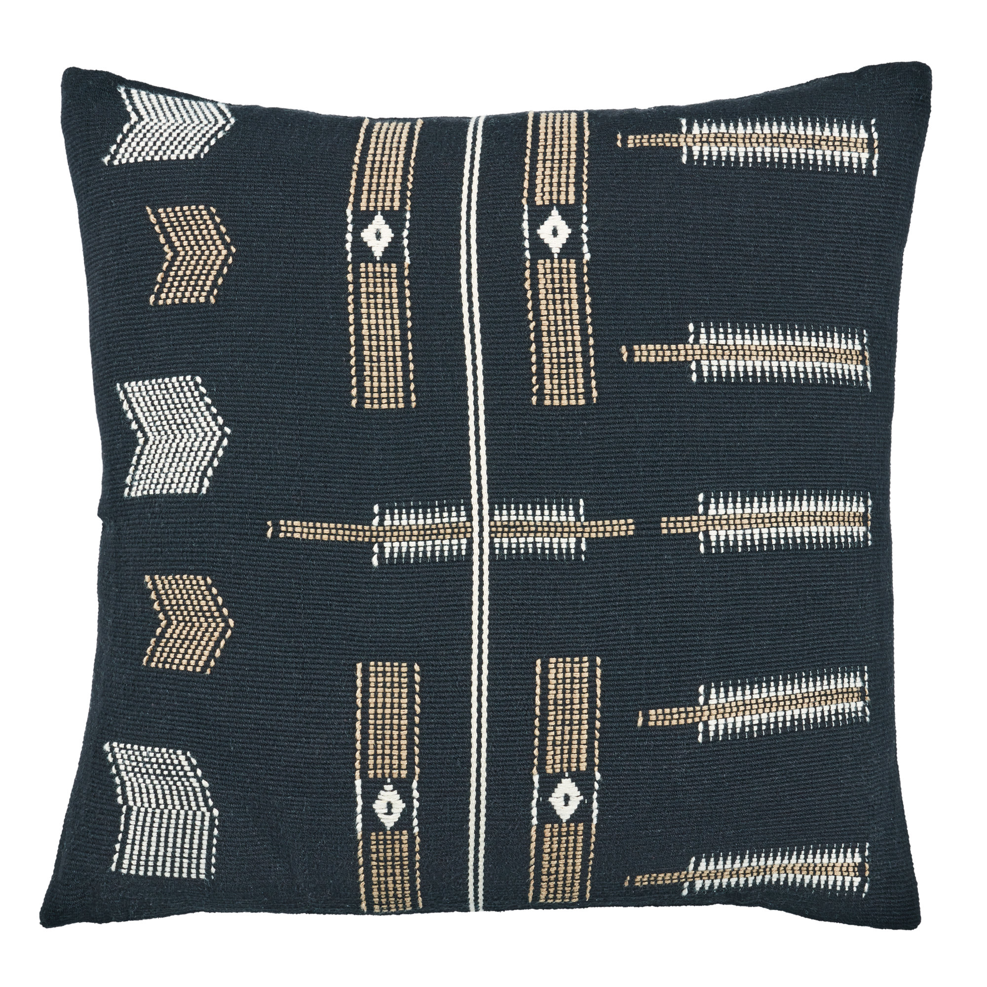 Erickson Embroidered Cotton Throw Pillow, Polyester/Polyfill, Black