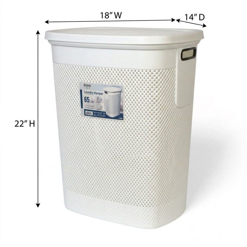 Laundry Hamper Max 65 Lt -White, Dark Gray