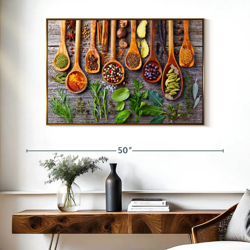 Herbes et épices, Cadre flottant doré, 40 po x 27 po