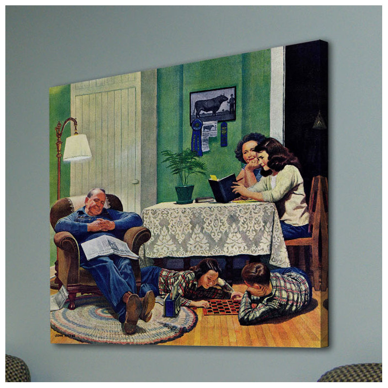 After Dinner At The Farm by John Falter - Wrapped Canvas Painting, 46cm H x 46cm W