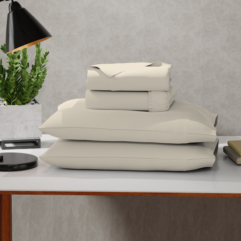 Karlin Ultra-Soft & Wrinkle-Resistant Microfiber Sheet Set, Queen Sheet Set + 2 Standard Pillowcases, Fresh Ivory